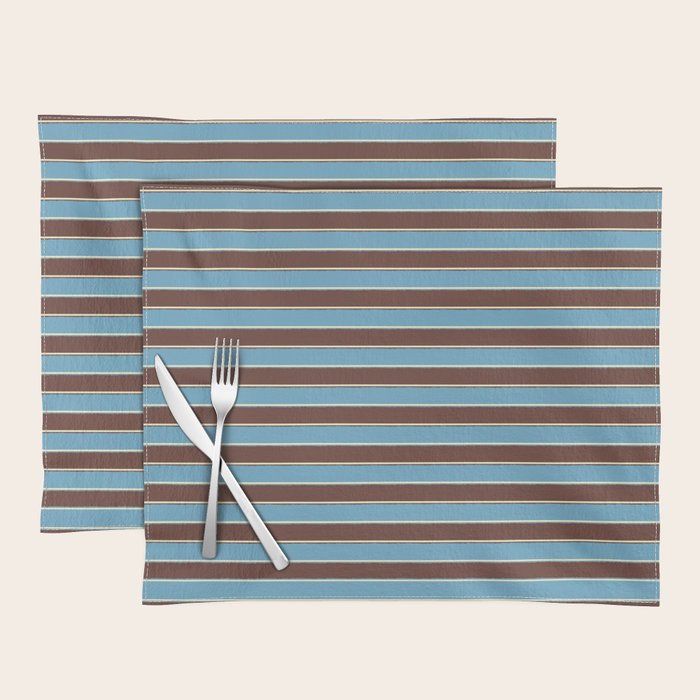 Eclectic Watercolor Paper Stripes Pattern Blue Brown Cream Placemat Gallery Image 1