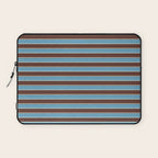 Eclectic Watercolor Paper Stripes Pattern Blue Brown Cream Laptop Sleeve Gallery Image 1