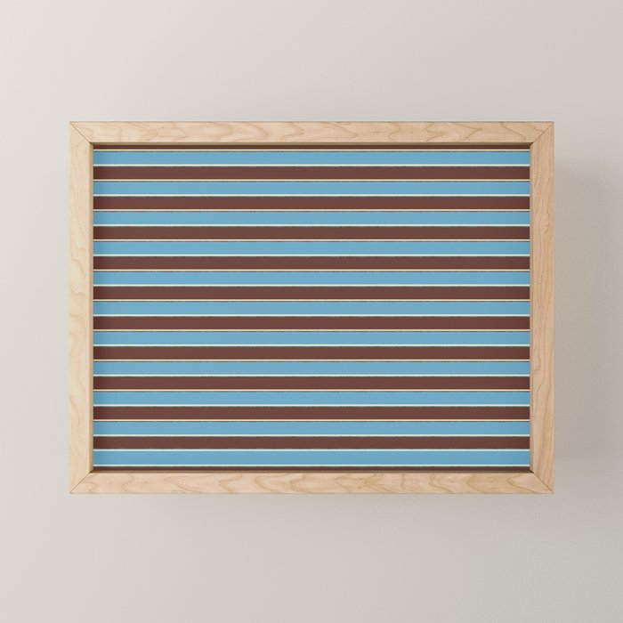 Eclectic Watercolor Paper Stripes Pattern Blue Brown Cream Mini Art Print Gallery Image 1