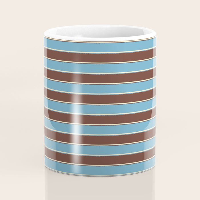 Eclectic Watercolor Paper Stripes Pattern Blue Brown Cream Coffee Mug Gallery Image 4