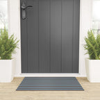Eclectic Watercolor Paper Stripes Pattern Blue Brown Cream Welcome Mat Gallery Image 3