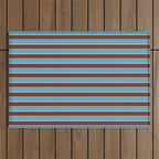 Eclectic Watercolor Paper Stripes Pattern Blue Brown Cream Outdoor Rug Gallery Image 1