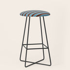 Eclectic Watercolor Paper Stripes Pattern Blue Brown Cream Stool Gallery Image 1