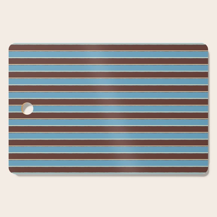Eclectic Watercolor Paper Stripes Pattern Blue Brown Cream Cutting Board Gallery Image 1