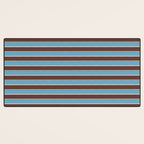 Eclectic Watercolor Paper Stripes Pattern Blue Brown Cream Desk Mat Gallery Image 3