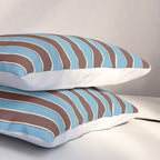 Eclectic Watercolor Paper Stripes Pattern Blue Brown Cream Pillow Sham Gallery Image 3