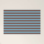 Eclectic Watercolor Paper Stripes Pattern Blue Brown Cream Welcome Mat Gallery Image 1