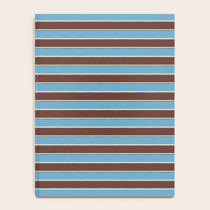 Eclectic Watercolor Paper Stripes Pattern Blue Brown Cream Notebook Gallery Image 4