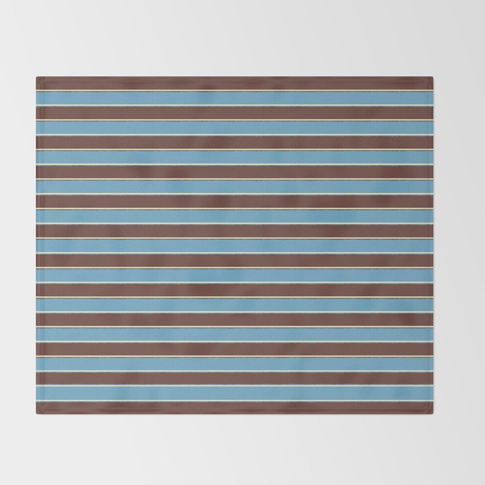Eclectic Watercolor Paper Stripes Pattern Blue Brown Cream Throw Blanket Gallery Image 2