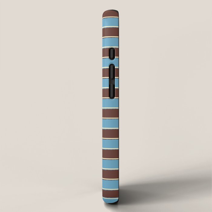 Eclectic Watercolor Paper Stripes Pattern Blue Brown Cream iPhone Case Gallery Image 2