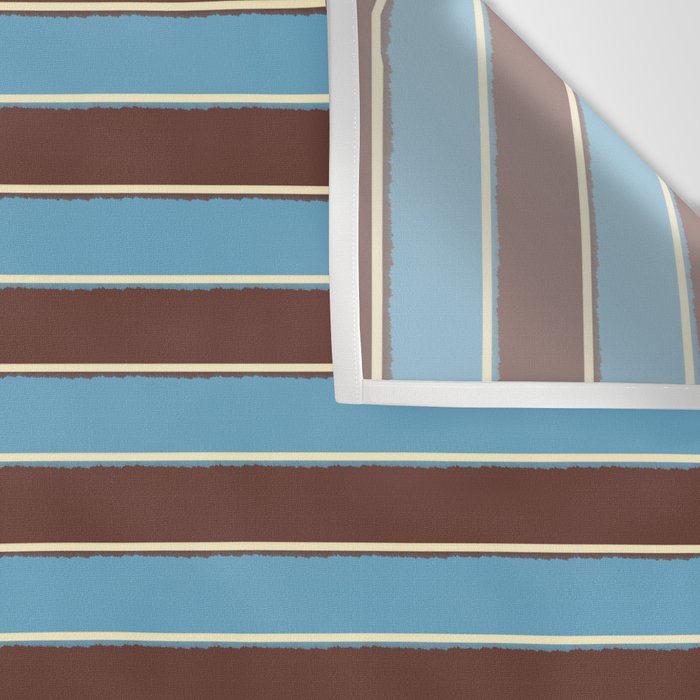 Eclectic Watercolor Paper Stripes Pattern Blue Brown Cream Wall Tapestry Gallery Image 3