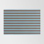 Eclectic Watercolor Paper Stripes Pattern Blue Brown Cream Rug Gallery Image 2