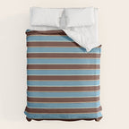 Eclectic Watercolor Paper Stripes Pattern Blue Brown Cream Duvet Cover Gallery Image 6