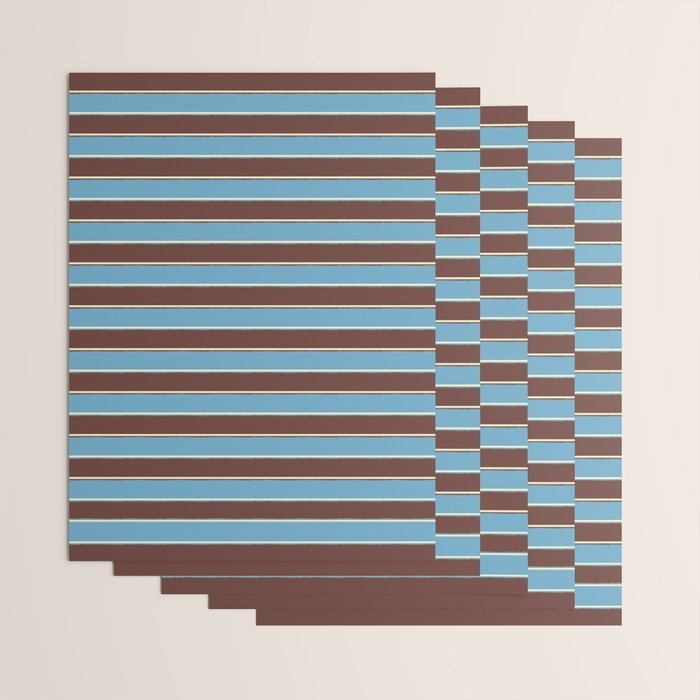 Eclectic Watercolor Paper Stripes Pattern Blue Brown Cream Wrapping Paper Gallery Image 3