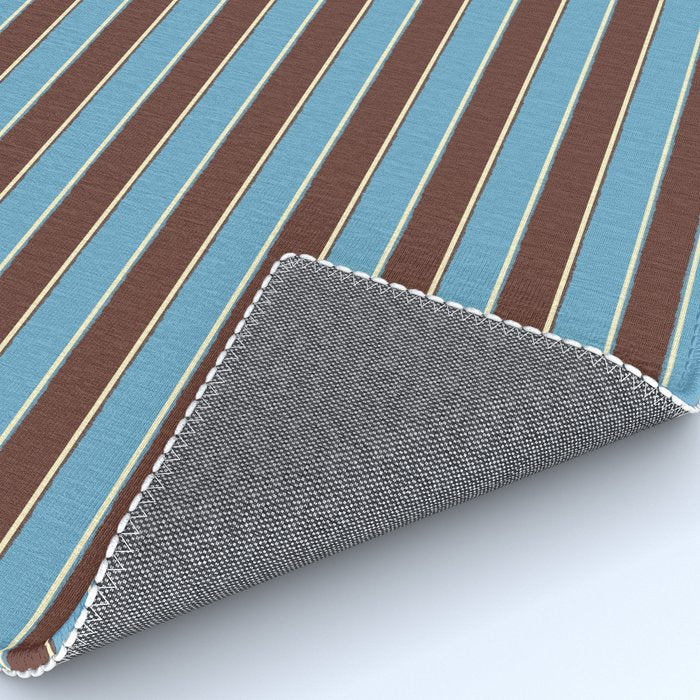Eclectic Watercolor Paper Stripes Pattern Blue Brown Cream Rug Gallery Image 4