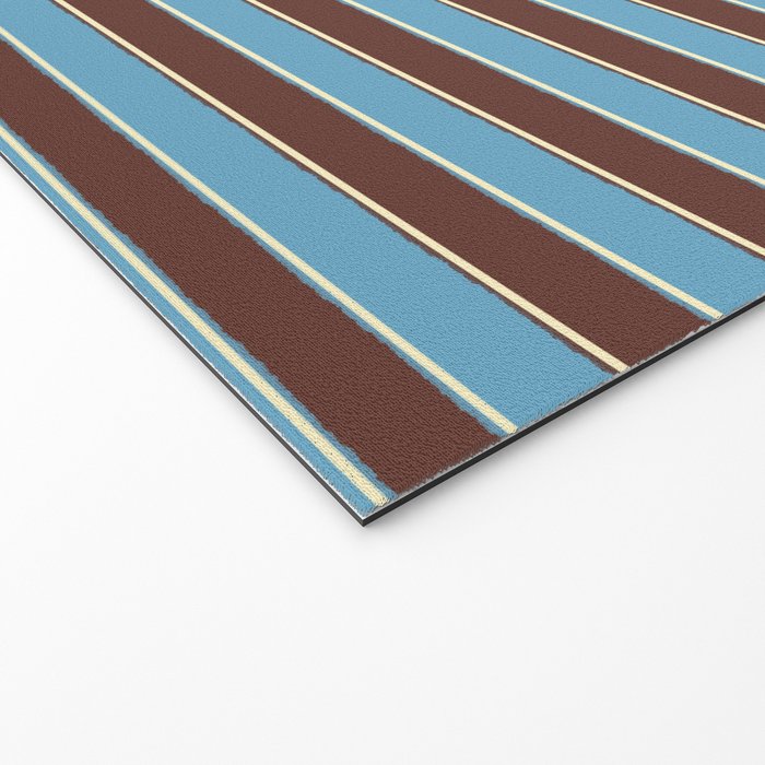 Eclectic Watercolor Paper Stripes Pattern Blue Brown Cream Welcome Mat Gallery Image 2