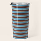 Eclectic Watercolor Paper Stripes Pattern Blue Brown Cream Travel Mug Gallery Image 3