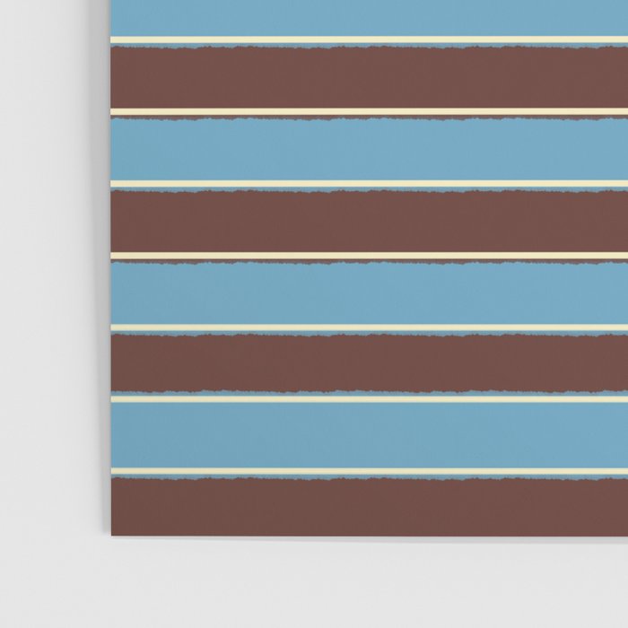 Eclectic Watercolor Paper Stripes Pattern Blue Brown Cream Poster Gallery Image 3