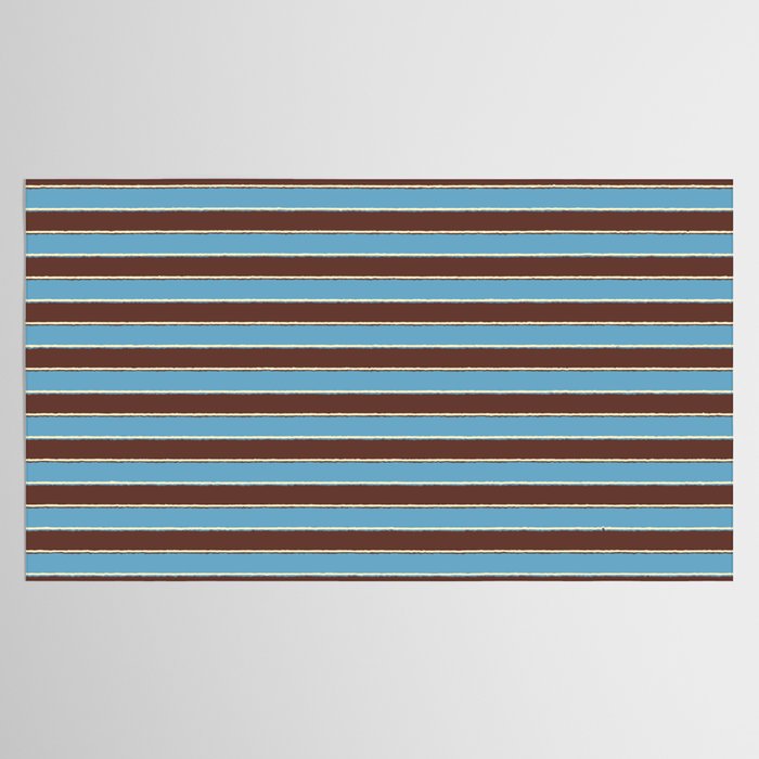 Eclectic Watercolor Paper Stripes Pattern Blue Brown Cream Tablecloth Gallery Image 2