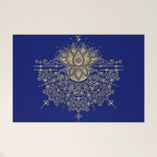 Sacred Lotus Mandala - Navy & Gold Palette Welcome Mat Gallery Image 1