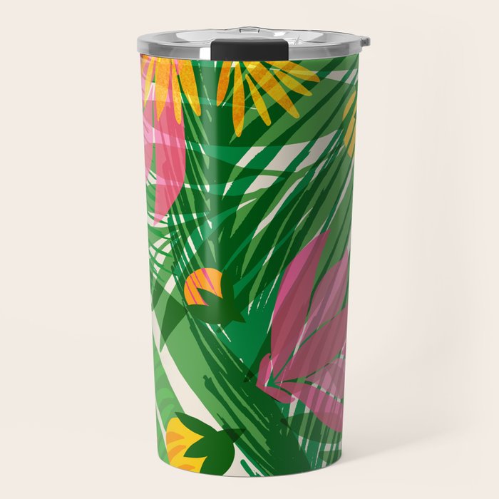 Modern Breezy Hawaiian Print  Travel Mug Gallery Image 1
