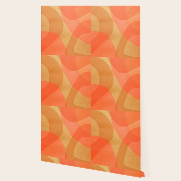 Amber Orange Abstract Flow Mid Century Layered Shapes Wallpaper Gallery Image 2