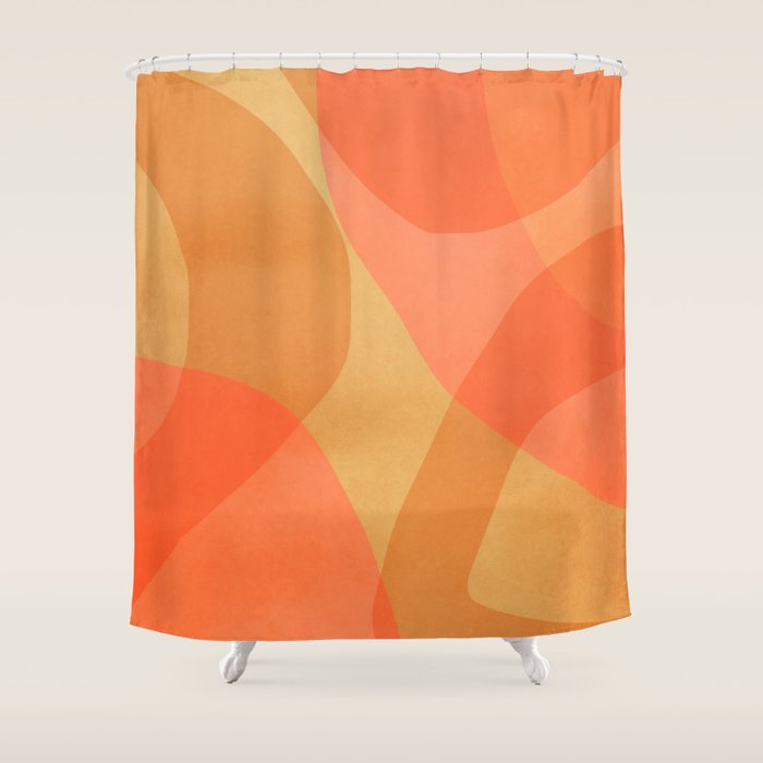Amber Orange Abstract Flow Mid Century Layered Shapes Shower Curtain Gallery Image 1