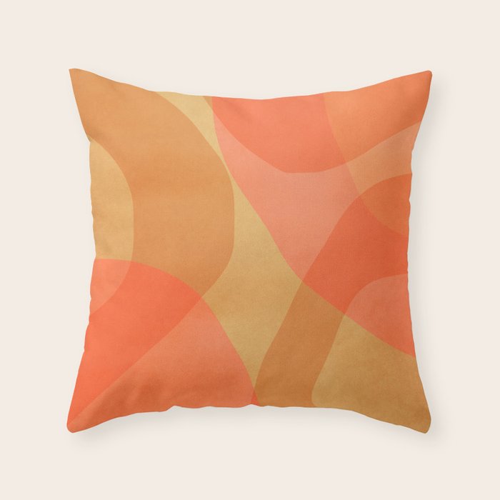 Amber Orange Abstract Flow Mid Century Layered Shapes Throw Pillow Gallery Image 1