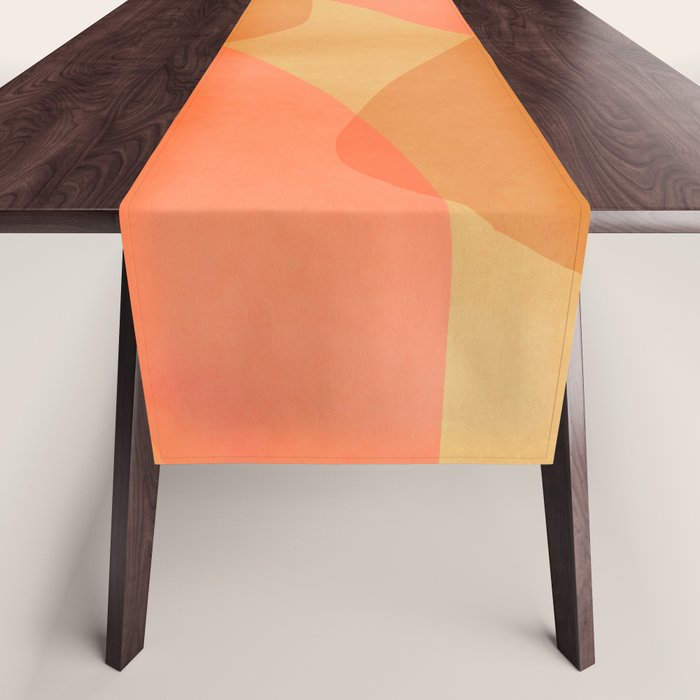 Amber Orange Abstract Flow Mid Century Layered Shapes Table Runner Gallery Image 1