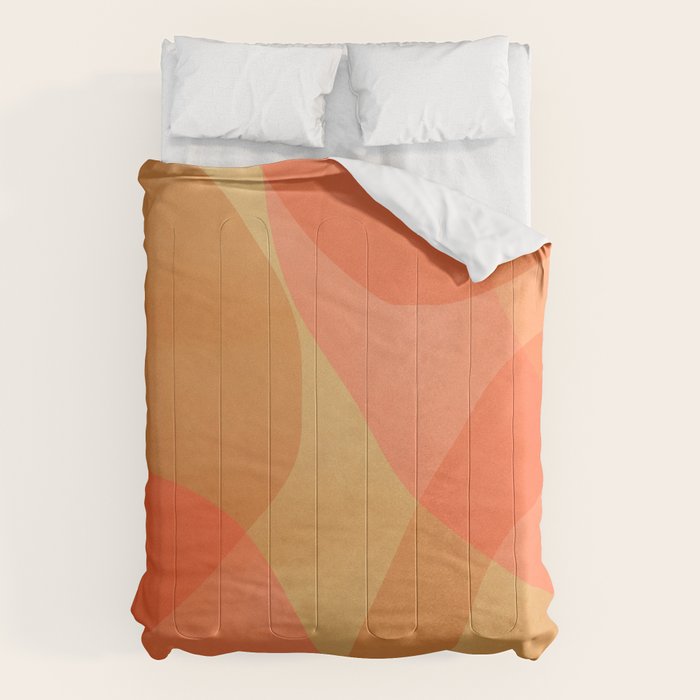 Amber Orange Abstract Flow Mid Century Layered Shapes Comforter Gallery Image 6