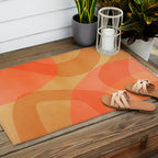 Amber Orange Abstract Flow Mid Century Layered Shapes Outdoor Rug Gallery Image 2