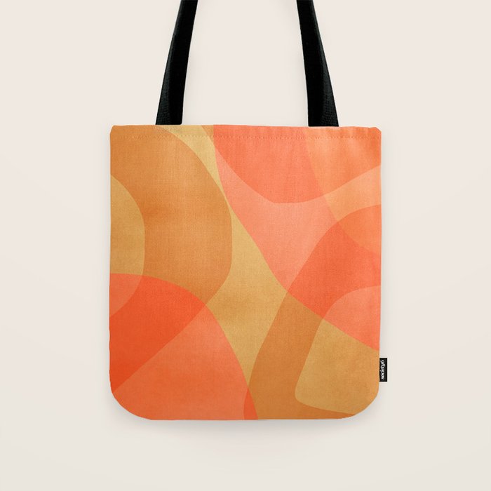 Amber Orange Abstract Flow Mid Century Layered Shapes Tote Bag Gallery Image 1
