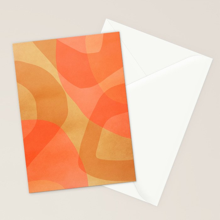Amber Orange Abstract Flow Mid Century Layered Shapes Stationery Card Gallery Image 2
