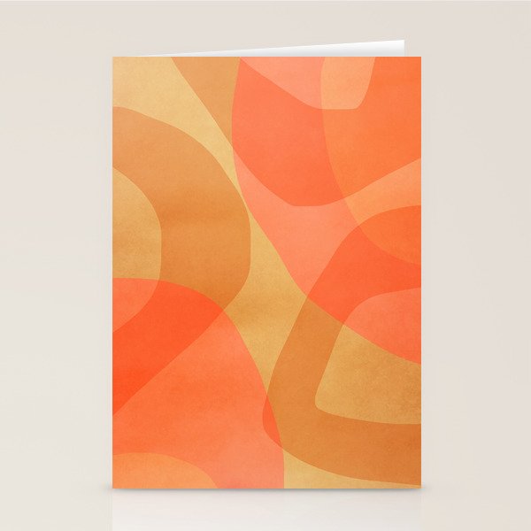 Amber Orange Abstract Flow Mid Century Layered Shapes Stationery Card Gallery Image 2