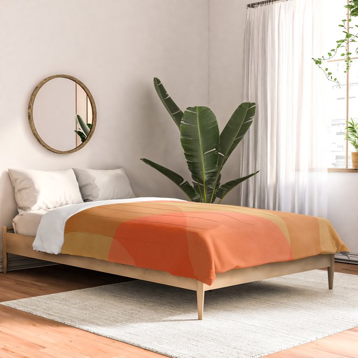 Amber Orange Abstract Flow Mid Century Layered Shapes Comforter Gallery Image 2