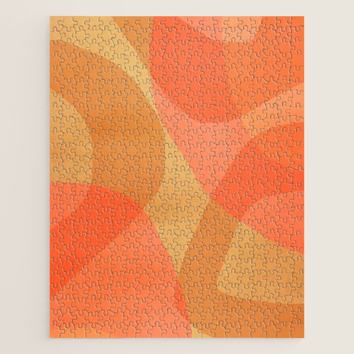 Amber Orange Abstract Flow Mid Century Layered Shapes Jigsaw Puzzle Gallery Image 1