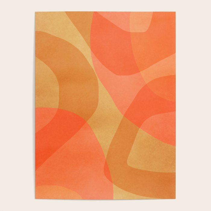 Amber Orange Abstract Flow Mid Century Layered Shapes Poster Gallery Image 1