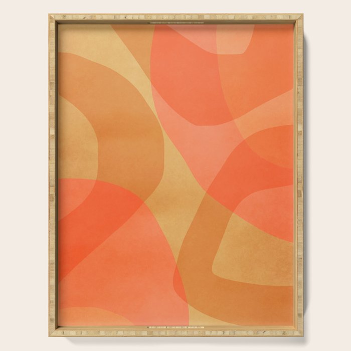 Amber Orange Abstract Flow Mid Century Layered Shapes Serving Tray Gallery Image 1