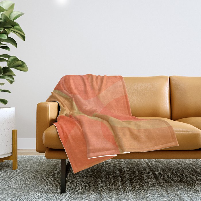 Amber Orange Abstract Flow Mid Century Layered Shapes Throw Blanket Gallery Image 1