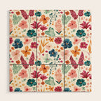 Colorful Tropical Jungle Watercolor Botanical Floral Wood Wall Art Gallery Image 1