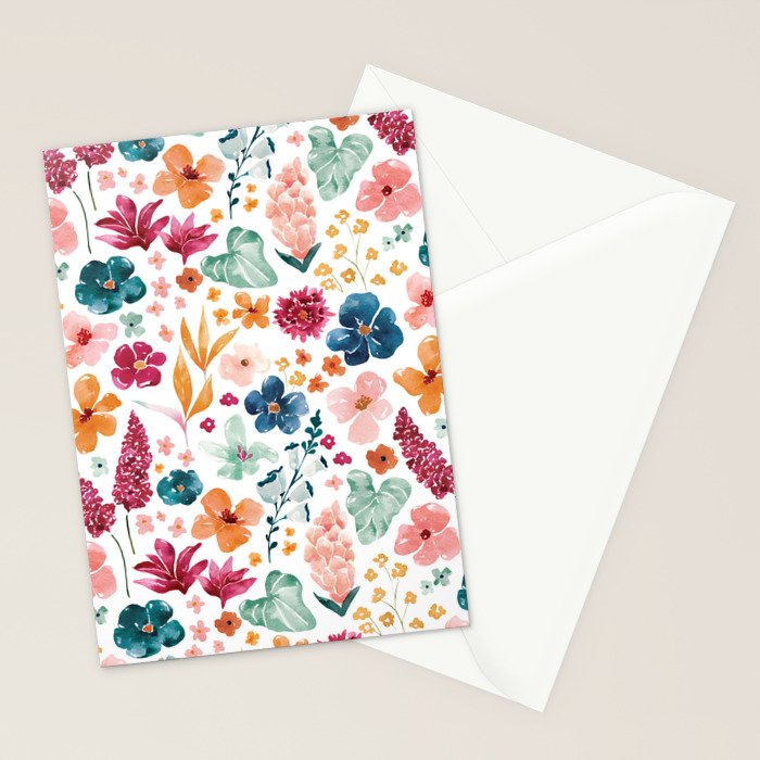 Colorful Tropical Jungle Watercolor Botanical Floral Stationery Card Gallery Image 2