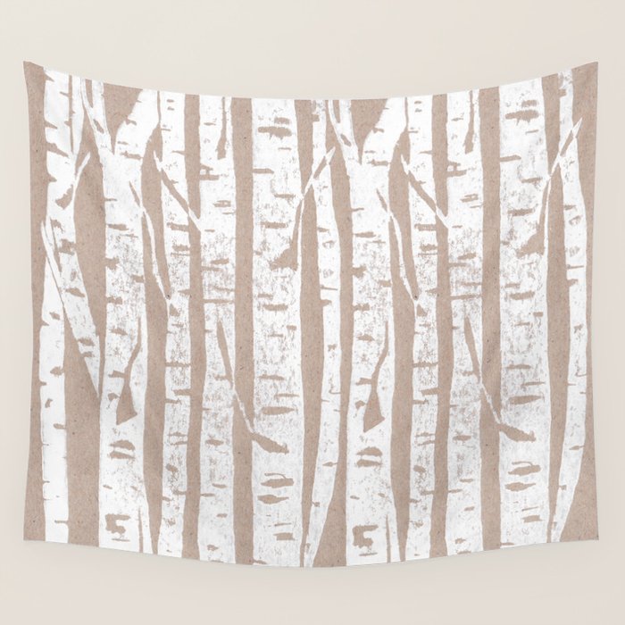 Woodcut Birches Wall Tapestry Gallery Image 4