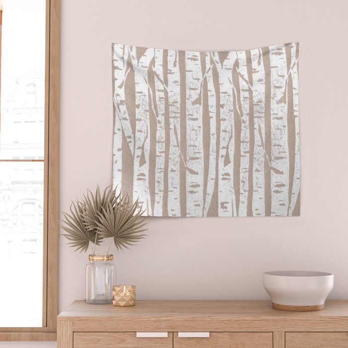 Woodcut Birches Wall Tapestry Gallery Image 2