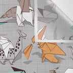 Origami dragon friends // grey linen texture background aqua orange grey and taupe fantastic creatures Wall Tapestry Gallery Image 3