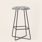 Origami dragon friends // grey linen texture background aqua orange grey and taupe fantastic creatures Stool Gallery Image 1