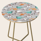 Origami dragon friends // grey linen texture background aqua orange grey and taupe fantastic creatures Side Table Gallery Image 2