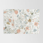 Abstract modern coral white pastel rustic floral Rug Gallery Image 2
