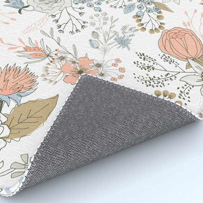 Abstract modern coral white pastel rustic floral Rug Gallery Image 4