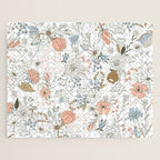Abstract modern coral white pastel rustic floral Jigsaw Puzzle Gallery Image 1