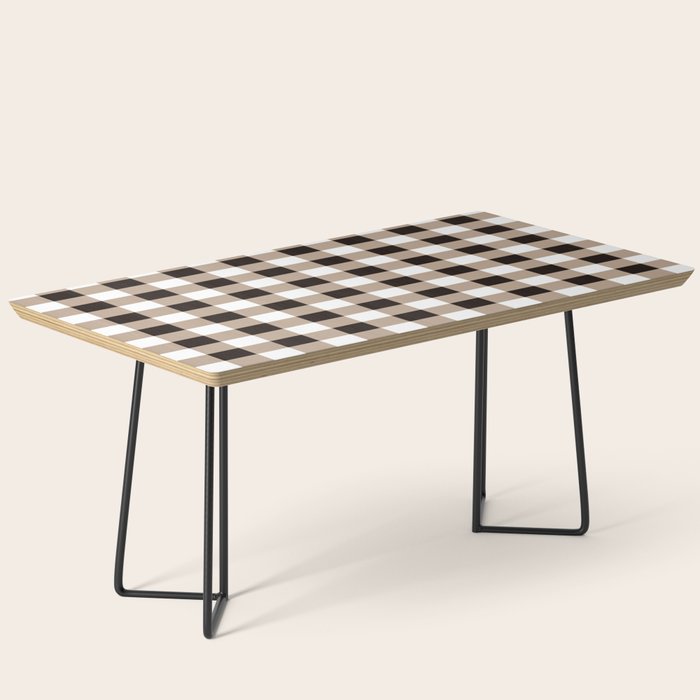 Gingham Large Tan Black White Coffee Table Gallery Image 1